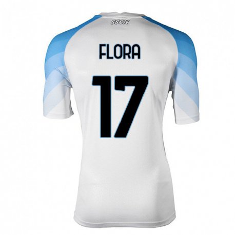 Kandiny Homme Maillot Massimiliano Flora #17 Blanc Bleu Ciel Tenues Extérieur 2022/23 T-Shirt