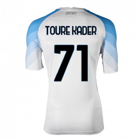Kandiny Homme Maillot Aziz Toure Kader #71 Blanc Bleu Ciel Tenues Extérieur 2022/23 T-Shirt