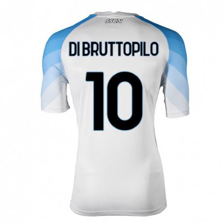 Kandiny Homme Maillot Giuseppe Ambrosino di Bruttopilo #10 Blanc Bleu Ciel Tenues Extérieur 2022/23 T-Shirt