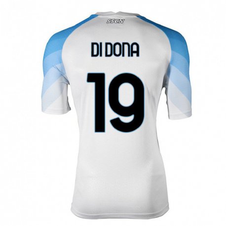 Kandiny Homme Maillot Domenico Di Dona #19 Blanc Bleu Ciel Tenues Extérieur 2022/23 T-Shirt