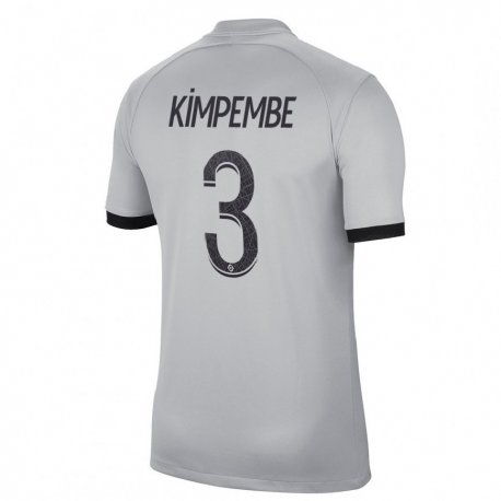 Kandiny Homme Maillot Presnel Kimpembe #3 Gris Tenues Extérieur 2022/23 T-Shirt