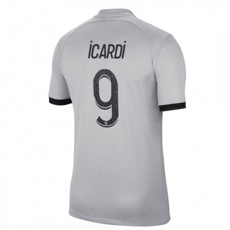 Kandiny Homme Maillot Mauro Icardi #9 Gris Tenues Extérieur 2022/23 T-Shirt