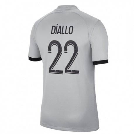 Kandiny Homme Maillot Abdou Diallo #22 Gris Tenues Extérieur 2022/23 T-Shirt
