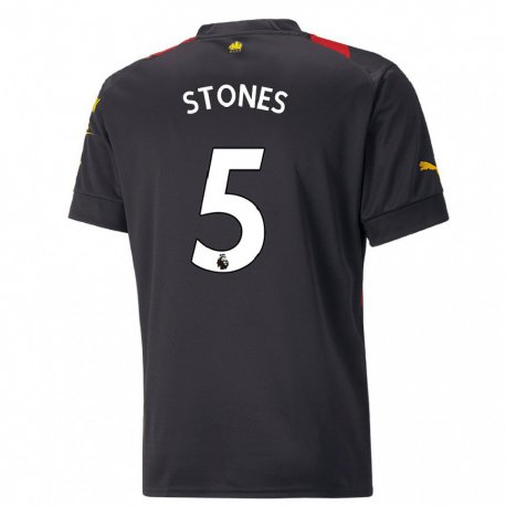Kandiny Homme Maillot John Stones #5 Noir Rouge Tenues Extérieur 2022/23 T-shirt