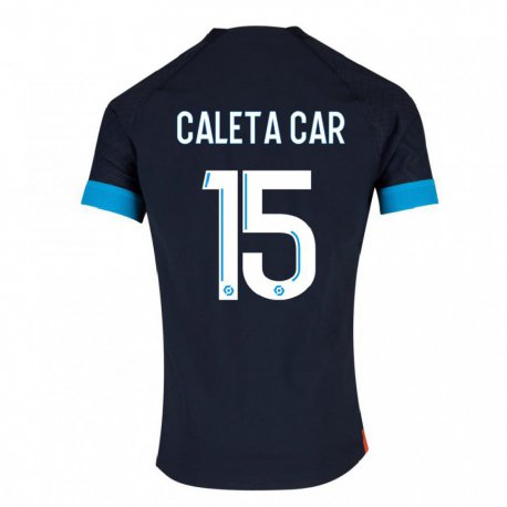 Kandiny Homme Maillot Duje Caleta-Car #15 Olympique Noir Tenues Extérieur 2022/23 T-Shirt
