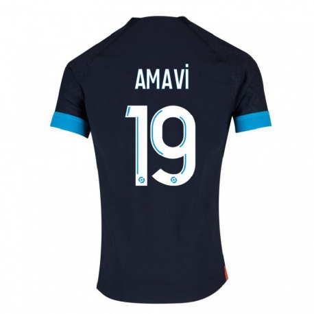 Kandiny Homme Maillot Jordan Amavi #19 Olympique Noir Tenues Extérieur 2022/23 T-Shirt