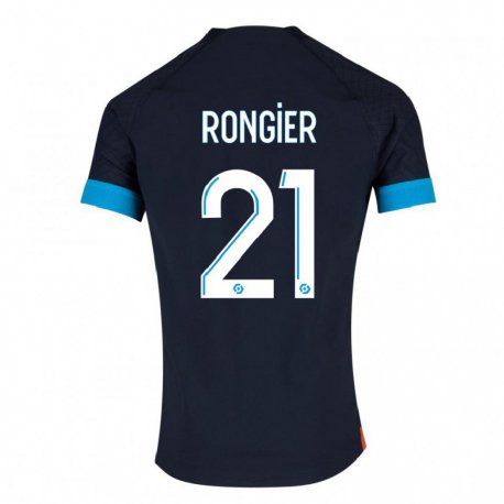 Kandiny Homme Maillot Valentin Rongier #21 Olympique Noir Tenues Extérieur 2022/23 T-Shirt
