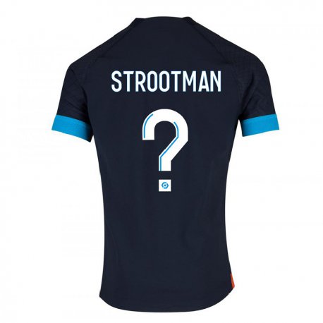 Kandiny Homme Maillot Kevin Strootman #0 Olympique Noir Tenues Extérieur 2022/23 T-Shirt