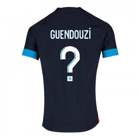 Kandiny Homme Maillot Milan Guendouzi #0 Olympique Noir Tenues Extérieur 2022/23 T-Shirt
