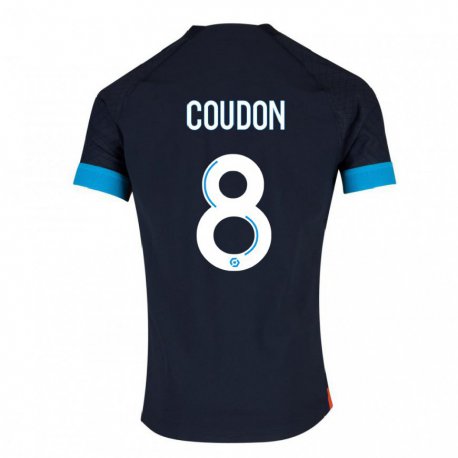 Kandiny Homme Maillot Marine Coudon #8 Olympique Noir Tenues Extérieur 2022/23 T-Shirt
