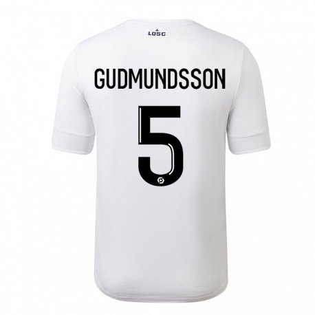 Kandiny Homme Maillot Gabriel Gudmundsson #5 Blanc Cramoisi Tenues Extérieur 2022/23 T-Shirt