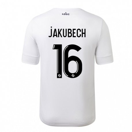 Kandiny Homme Maillot Adam Jakubech #16 Blanc Cramoisi Tenues Extérieur 2022/23 T-Shirt