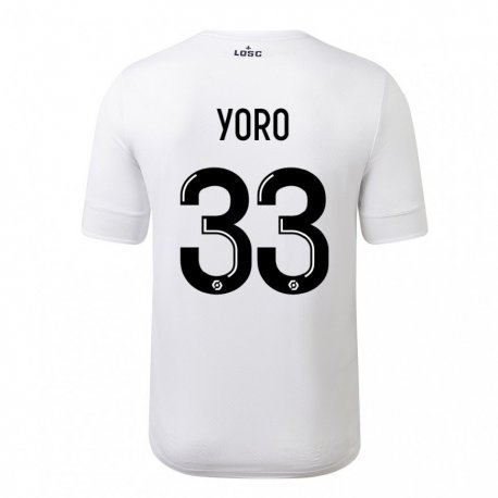 Kandiny Homme Maillot Leny Yoro #33 Blanc Cramoisi Tenues Extérieur 2022/23 T-Shirt