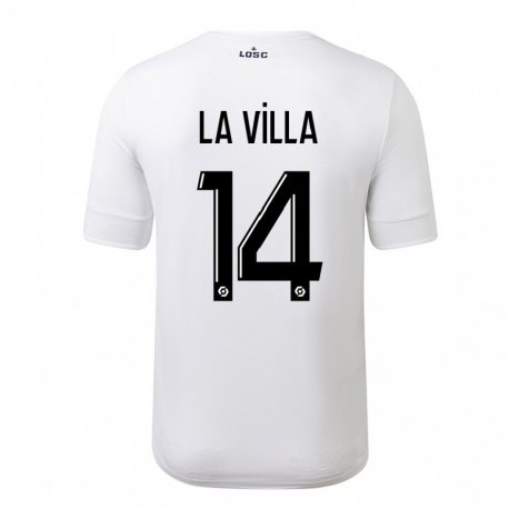 Kandiny Homme Maillot Caroline La Villa #14 Blanc Cramoisi Tenues Extérieur 2022/23 T-Shirt
