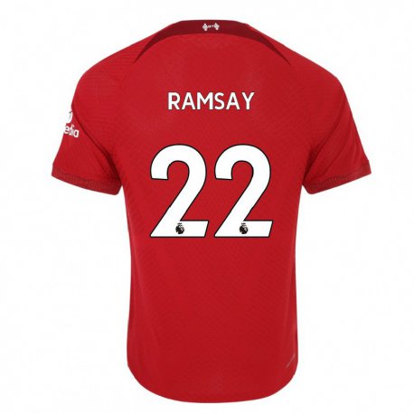 Kandiny Femme Maillot Calvin Ramsay #22 Rouge Foncé Tenues Domicile 2022/23 T-shirt
