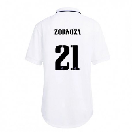 Kandiny Femme Maillot Claudia Zornoza #21 Blanc Violet Tenues Domicile 2022/23 T-shirt