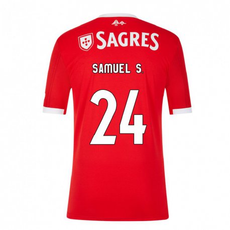 Kandiny Femme Maillot Samuel Soares #24 Rouge Néon Tenues Domicile 2022/23 T-Shirt