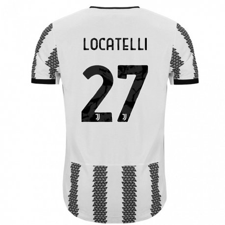 Kandiny Femme Maillot Manuel Locatelli #27 Blanc Noir Tenues Domicile 2022/23 T-shirt