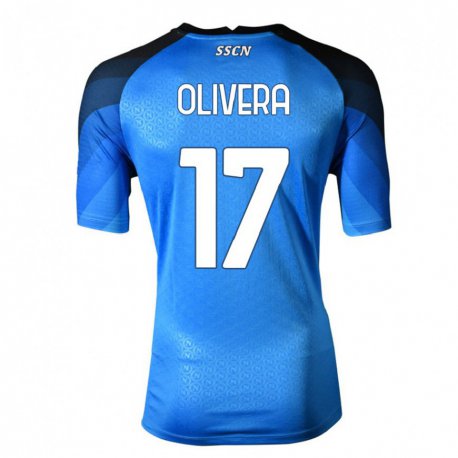 Kandiny Femme Maillot Mathias Olivera #17 Bleu Foncé Gris Tenues Domicile 2022/23 T-Shirt