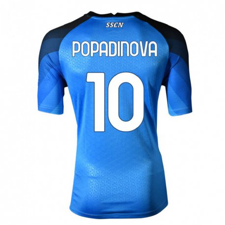 Kandiny Femme Maillot Evdokiya Popadinova #10 Bleu Foncé Gris Tenues Domicile 2022/23 T-shirt