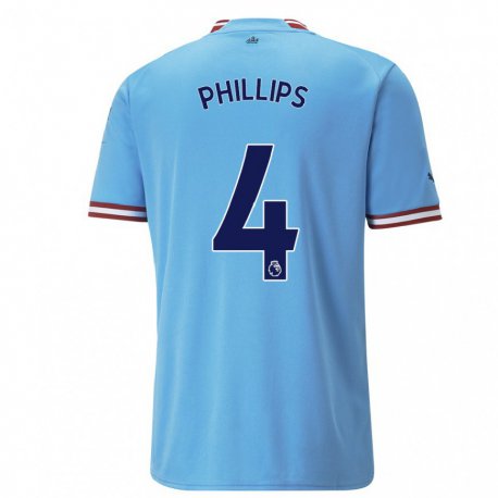 Kandiny Femme Maillot Kalvin Phillips #4 Bleu Rouge Tenues Domicile 2022/23 T-Shirt