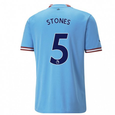 Kandiny Femme Maillot John Stones #5 Bleu Rouge Tenues Domicile 2022/23 T-Shirt