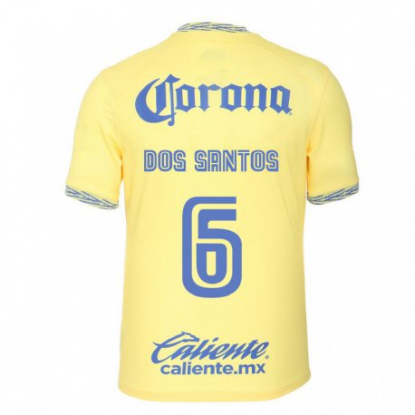 Kandiny Femme Maillot Jonathan dos Santos #6 Jaune Citron Tenues Domicile 2022/23 T-Shirt
