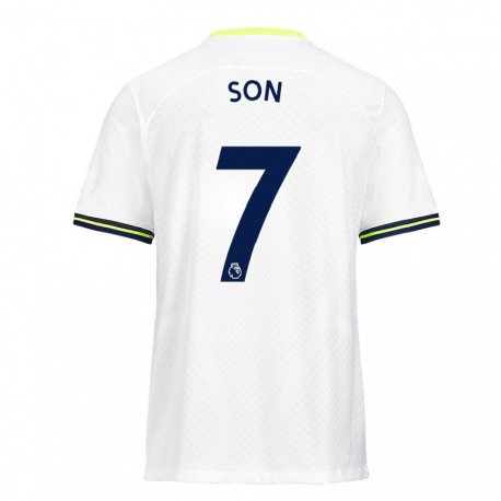 Kandiny Femme Maillot Heung-min Son #7 Blanc Vert Tenues Domicile 2022/23 T-Shirt