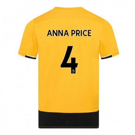 Kandiny Femme Maillot Anna Price #4 Jaune Noir Tenues Domicile 2022/23 T-Shirt