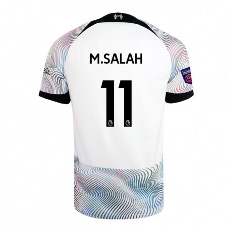 Kandiny Femme Maillot Mohamed Salah #11 Blanc Coloré Tenues Extérieur 2022/23 T-shirt
