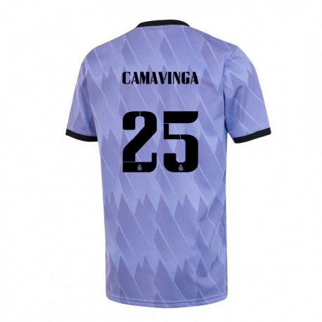 Kandiny Femme Maillot Eduardo Camavinga #25 Violet Noir Tenues Extérieur 2022/23 T-shirt