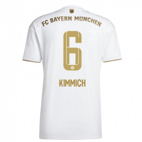 Kandiny Femme Maillot Joshua Kimmich #6 Blanc Or Tenues Extérieur 2022/23 T-shirt
