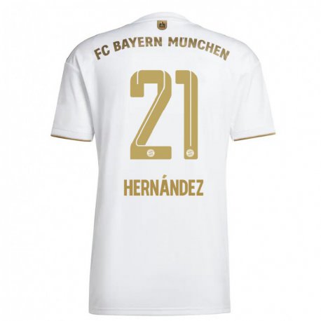 Kandiny Femme Maillot Lucas Hernandez #21 Blanc Or Tenues Extérieur 2022/23 T-shirt