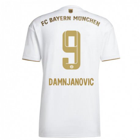Kandiny Femme Maillot Jovana Damnjanovic #9 Blanc Or Tenues Extérieur 2022/23 T-shirt