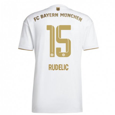 Kandiny Femme Maillot Ivana Rudelic #15 Blanc Or Tenues Extérieur 2022/23 T-shirt