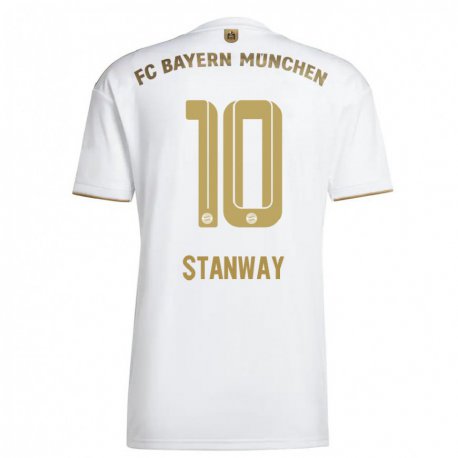 Kandiny Femme Maillot Georgia Stanway #10 Blanc Or Tenues Extérieur 2022/23 T-shirt