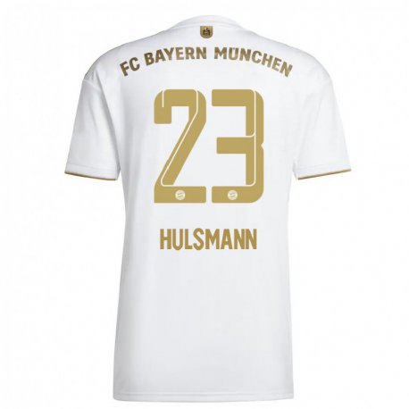 Kandiny Femme Maillot Tom Hulsmann #23 Blanc Or Tenues Extérieur 2022/23 T-shirt