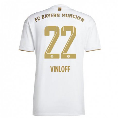 Kandiny Femme Maillot Matteo Vinloff #22 Blanc Or Tenues Extérieur 2022/23 T-shirt