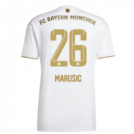 Kandiny Femme Maillot Gabriel Marusic #26 Blanc Or Tenues Extérieur 2022/23 T-shirt