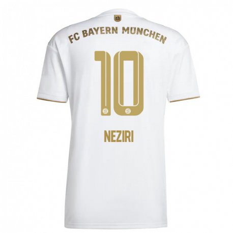 Kandiny Femme Maillot Behar Neziri #10 Blanc Or Tenues Extérieur 2022/23 T-shirt