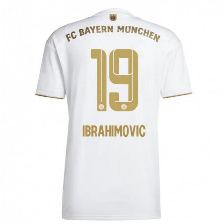 Kandiny Femme Maillot Arijon Ibrahimovic #19 Blanc Or Tenues Extérieur 2022/23 T-shirt