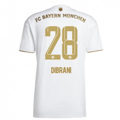 Kandiny Femme Maillot Benjamin Dibrani #28 Blanc Or Tenues Extérieur 2022/23 T-shirt