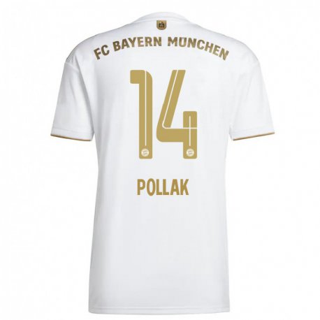 Kandiny Femme Maillot Florian Pollak #14 Blanc Or Tenues Extérieur 2022/23 T-shirt