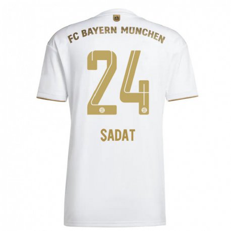 Kandiny Femme Maillot Mudaser Sadat #24 Blanc Or Tenues Extérieur 2022/23 T-shirt