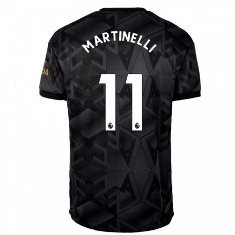 Kandiny Femme Maillot Gabriel Martinelli #11 Gris Noir Tenues Extérieur 2022/23 T-shirt