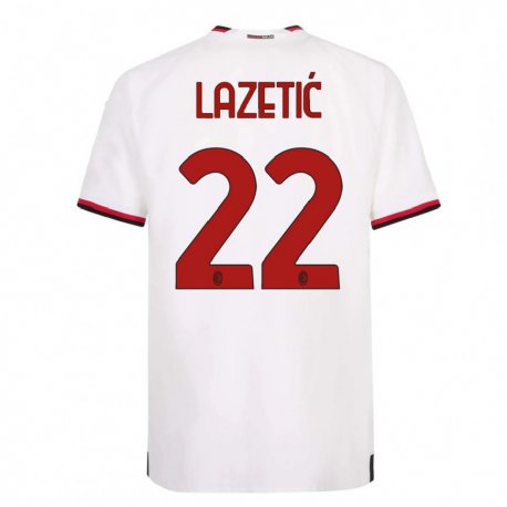 Kandiny Femme Maillot Marko Lazetic #22 Blanc Rouge Tenues Extérieur 2022/23 T-shirt