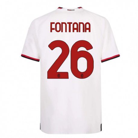 Kandiny Femme Maillot Francesco Fontana #26 Blanc Rouge Tenues Extérieur 2022/23 T-shirt