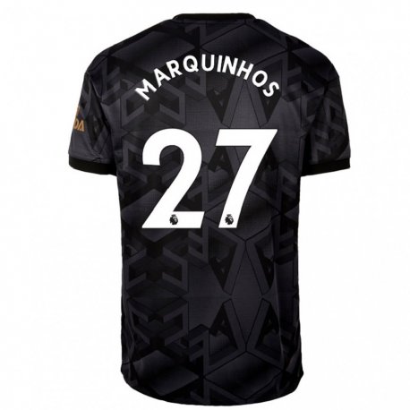 Kandiny Femme Maillot Marquinhos #27 Gris Noir Tenues Extérieur 2022/23 T-shirt