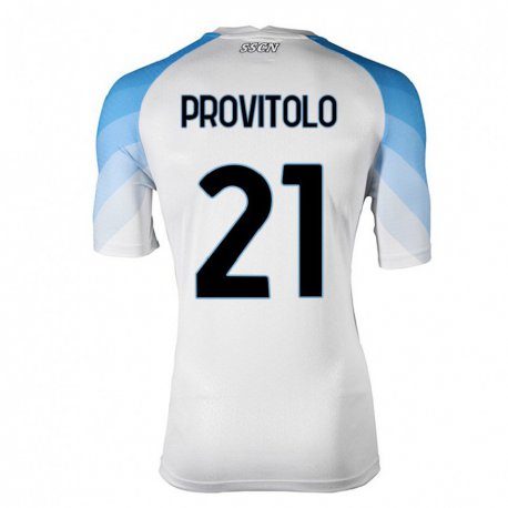 Kandiny Femme Maillot Vincenzo Provitolo #21 Blanc Bleu Ciel Tenues Extérieur 2022/23 T-Shirt