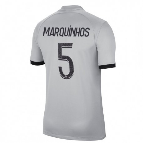 Kandiny Femme Maillot Marquinhos #5 Gris Tenues Extérieur 2022/23 T-shirt